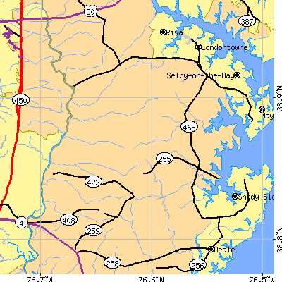 Zip code 20776 close-up map