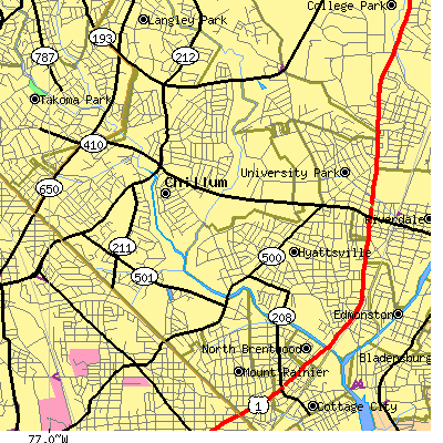 Zip code 20782 close-up map