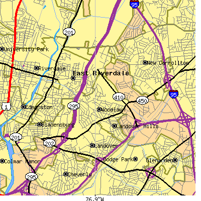 Zip code 20784 close-up map