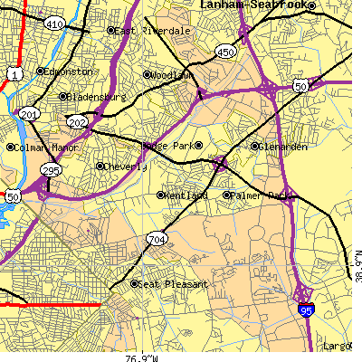 Zip code 20785 close-up map