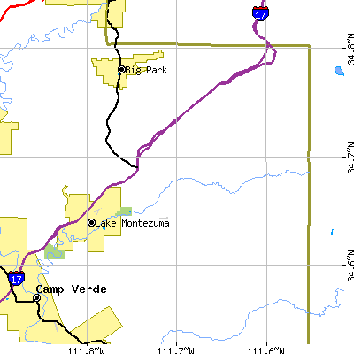 Zip code 86335 close-up map