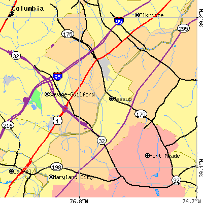 Zip code 20794 close-up map