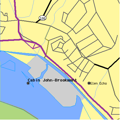 Zip code 20812 close-up map