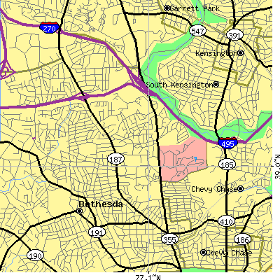 Zip code 20814 close-up map