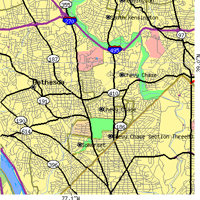 Zip code 20815 close-up map