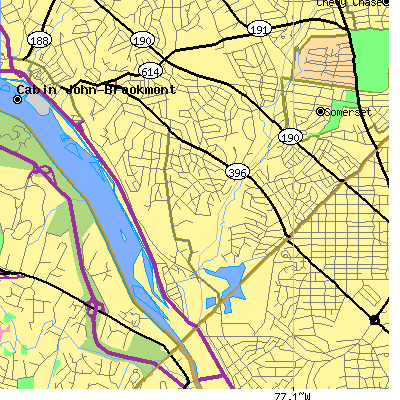 Zip code 20816 close-up map