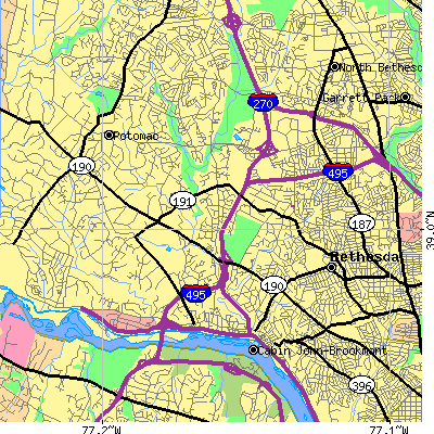 Zip code 20817 close-up map