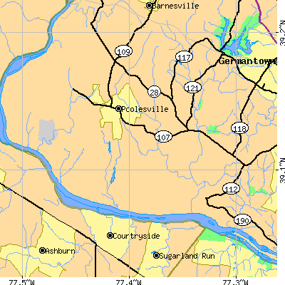 Zip code 20837 close-up map