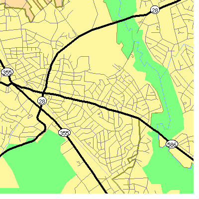 Zip code 20851 close-up map