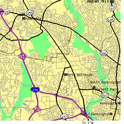 Zip code 20852 close-up map