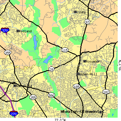 Zip code 20853 close-up map