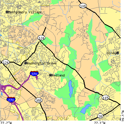 Zip code 20855 close-up map