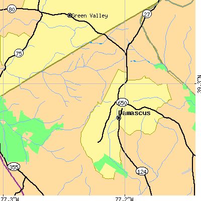 Zip code 20872 close-up map