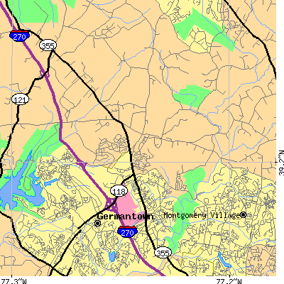 Zip code 20876 close-up map