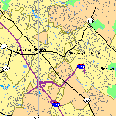 Zip code 20877 close-up map