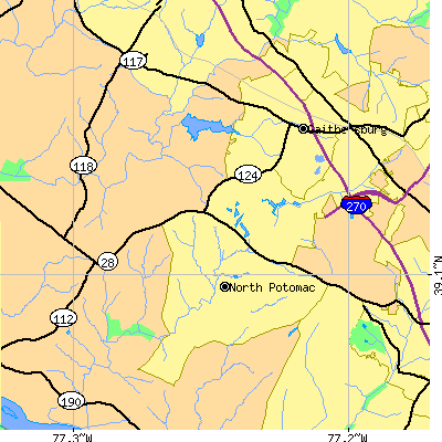 Zip code 20878 close-up map