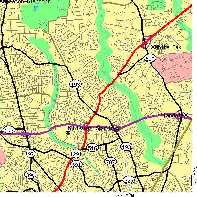 Zip code 20901 close-up map