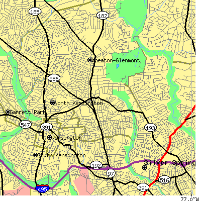 Zip code 20902 close-up map