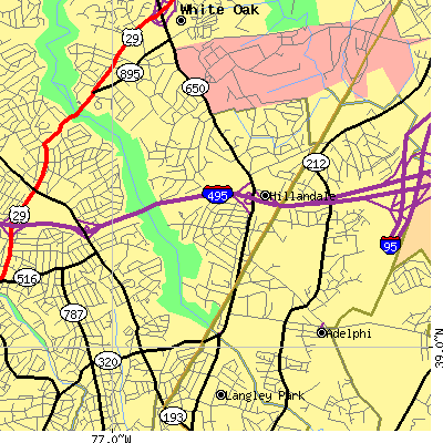 Zip code 20903 close-up map
