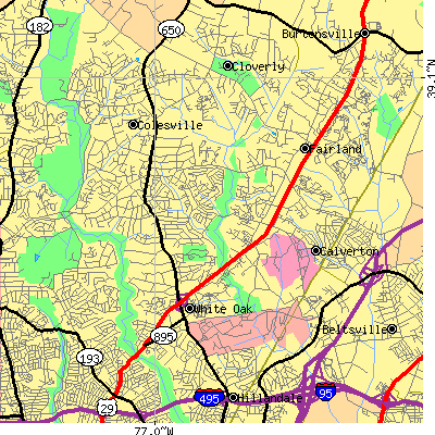 Zip code 20904 close-up map
