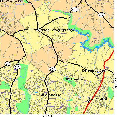 Zip code 20905 close-up map