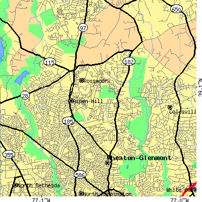 Zip code 20906 close-up map