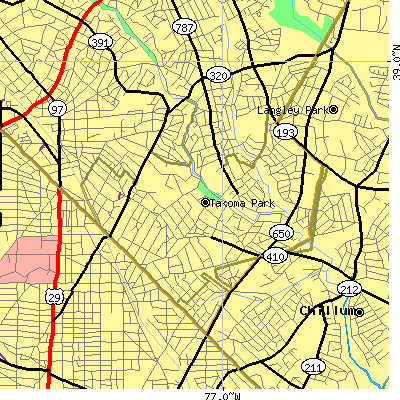 Zip code 20912 close-up map