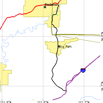 Zip code 86351 close-up map