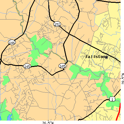 Zip code 21013 close-up map