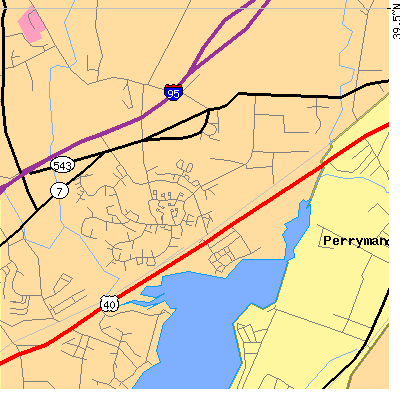 Zip code 21017 close-up map