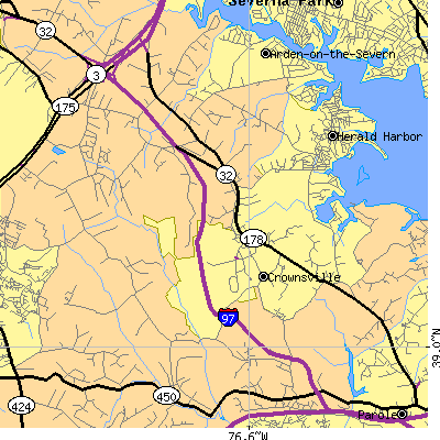 Zip code 21032 close-up map