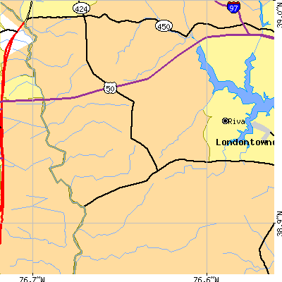 Zip code 21035 close-up map