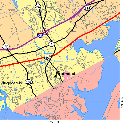 Zip code 21040 close-up map