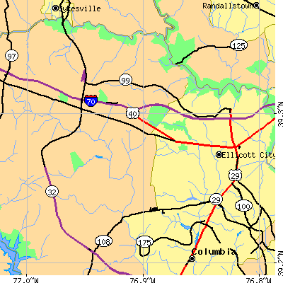 Zip code 21042 close-up map