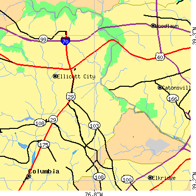 Zip code 21043 close-up map