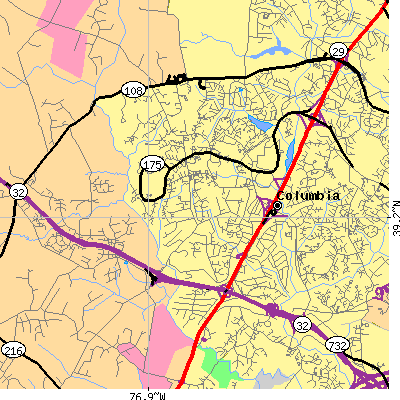 Zip code 21044 close-up map