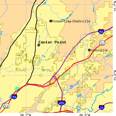 Zip code 35235 close-up map