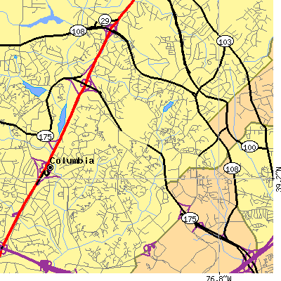 Zip code 21045 close-up map