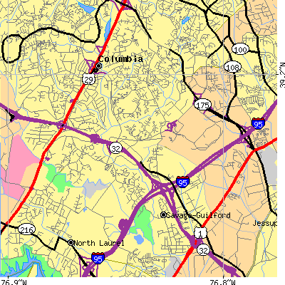 Zip code 21046 close-up map