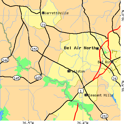 Zip code 21047 close-up map