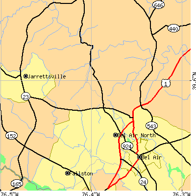 Zip code 21050 close-up map
