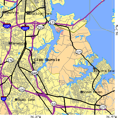Zip code 21060 close-up map