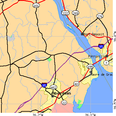 Zip code 21078 close-up map