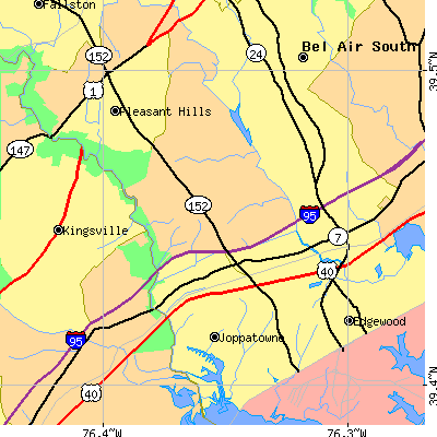 Zip code 21085 close-up map