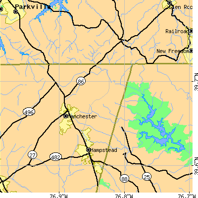Zip code 21102 close-up map