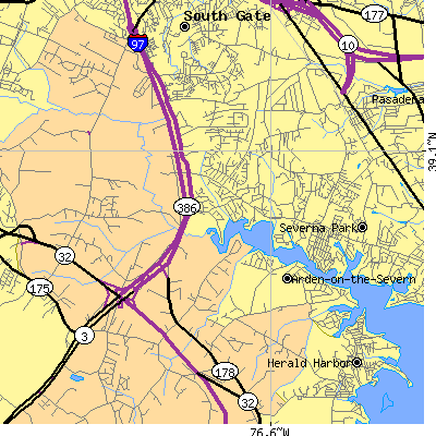 Zip code 21108 close-up map