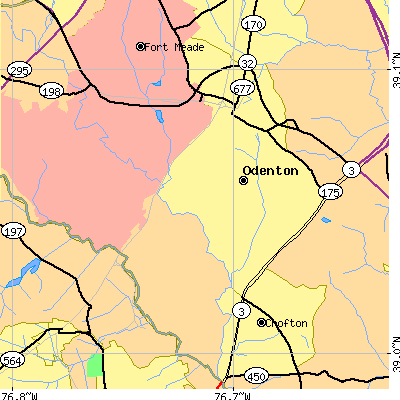 Zip code 21113 close-up map