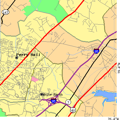Zip code 21128 close-up map