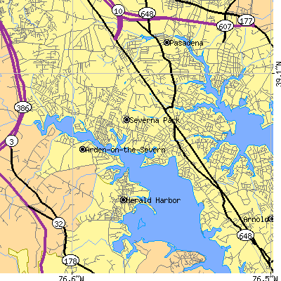 Zip code 21146 close-up map