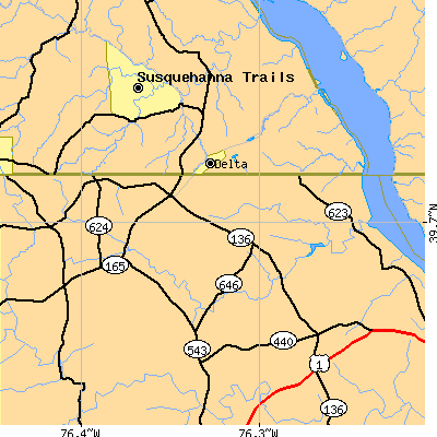 Zip code 21160 close-up map